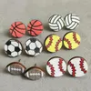 Stud Earrings Wood Softball Soccer Ball Football Basketball Sports