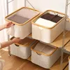 Förvaringslådor BINS Organiserare Cotton Linen Fabric Foldbar Dirty Clothing Basket Hanger Sortering Portable Bamboo 230812