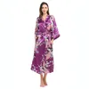 Kvinnors sömnkläder Kvinnor Silk Satin Kimono Robes Long Sleepwear Dressing Glown Floral Peacock Printed Mönster Party Wedding Bridesmaid Bathrobe 230812