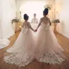 Meisjesjurken Lange mouwen Tule Strapless Lace Gedrukte Princess Flower Dress First Communion Wedding Dance Party Dream Kids cadeau