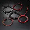 Bracelet 5 pcs / set wrap wrap tissé moes à la mode hommes faits bracelets masculins femmes en cuir en cuir bricolage mix match bijoux cadeau