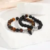 Strand 2Pcs/Set Magnet Couple Bracelets For Women Men Romantic Heart Matching Lovers Natural Stone Beads Yoga Bracelet Valentine Gift