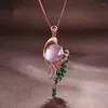 Colliers pendants Collier de phénix en or rose rose