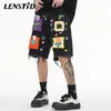 Pantalon masculin d'été des hommes de jeans rippés shorts hip hop broderie de fleurs baggy court court harajuku streetwear mode pantalon décontracté 230812