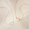 Kolye Kolyeleri Kadınlar için Basit Kolye Out Out Kalp Şekli Ayarlanabilir Zincirler Altın Silyel Renk Mücevher Hediyeler Toptan