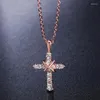 Pendant Necklaces Zircon Jesus Cross For Women Stainless Steel Gold Plated Crystal Necklace Easter Jewelry Gift 2023