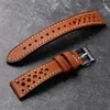 Watch Bands Handmade First Layer Cowhide Leather Watchban 18 19 20 22MM Ultra-Thin Old Breathable Hole Real Bracelet