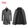 Les trenchs masculins Boutique d'automne et d'hiver en laine noire gris classique couleur solide épaisse tamisée de laine longue chaude pour hommes veste mâle 230812