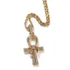 Hip Hop Men Raper Diamond Wisiant Naszyjnik Rhinestone Eye of Horus Ankh Cross Crucifix Wiselant Cyrron Jewelry Night Club Sweter łańcuch skrętu 24 cali 1722