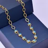 Colliers Boucles d'oreilles Set 316L en acier inoxydable Round Blue Eyes Pendant O Chaîne de personnage Colliers Bracelets Fashion High Jewelry Party Gift