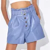 Shorts femminile Donne Casualmente vera pelle Pantaloni corti con cintura alta con tasca
