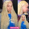 13x6 Lace Frontal Wig 613 Honey Blonde 220%density Curly Transparent Deep Loose Wave Pre Plucked 13x4 Water Wave Colored Human Hair Wig