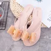 2023 summer female Korean version outdoor slipper bow flip-flops wear flat drag thick soled slippers X0523