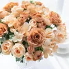Dekorativa blommor stora konstgjorda högkvalitativa siden rose till julkrans hem sovrum bonsai tillbehör bröllop utomhus bågdekoration