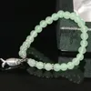 Оригинальный дизайн, браслет, браслет, 6 -миллиметровый зеленый халцедонный круглый каменные бисер заводские цены Женщины Jewlelry 7,5 дюйма B1996