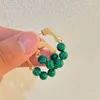 Stud Earrings Simple Dangle Temperament Circle Green Beads Fashion VersatileStud Women's Jewelry Gifts