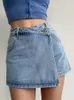 Женские шорты Женская джинсовая юбка 2023 летние голубые джинсы корейская модная уличная одежда повседневная одежда с высокой талией асимметричная