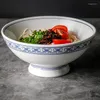 Miski chiński ceramiczny makaron ramen prosty kuke i biała kapelusz zupa zupa stołowa komercja restauracji domowe zastawa stołowa