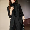 Damesjacks Casual pak Twee stuk 2023 Spring herfst mode lange mouw blazers jas pant Koreaanse elegante chique matching set