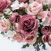 Dekorativa blommor stora konstgjorda högkvalitativa siden rose till julkrans hem sovrum bonsai tillbehör bröllop utomhus bågdekoration