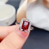 Clusterringen FS Natural Garnet Square Ring S925 Sterling Silver Fine Flay Charm Dames Weddings sieraden Meibapj Style