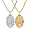 Pendant Necklaces Virgin Mary Necklace For Men Woman Holy Mother Ave Maria Prayer Gold Silver Color Vintage Jewelry Gift