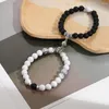 Strand 2Pcs/Set Magnet Couple Bracelets For Women Men Romantic Heart Matching Lovers Natural Stone Beads Yoga Bracelet Valentine Gift