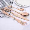 Dinnerware Sets Rose Gold Set 304 Stainless Steel Mirror Cutlery Knife Fork Spoons Silverware Kitchen Home Party Tableware