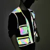 Men's Vests men fishing vest colorful reflective multi-pocket sleeveless jacket reflect light patchwork vests erkekler ceket 230812