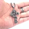 Pendant Necklaces Vintage Mens Dragon Skull Cross Stainless Steel Necklace Jewelry Chain Accessories Items