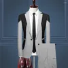 Men's Suits Fashion Splice Suit 2 Piece Black White Junior Men Business Wedding Prom Party Social Dress Set Male Slim Fit Blazers And Pants