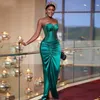 Elegant Green Aso Ebi Prom Dresses Mermaid Sweetheart Beaded High Split Women Formal Dress Long Evening Gowns Vestido de Novia232k