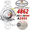 East 3K4862 Unisex Mens Womens Watch 38mm A2892 Automatisk Super Ceramic Case White Dial Number Markers Ceramic Armband 2023 Super Edition Eternity Fashion Watches