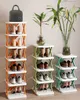 Storage Boxes Bins Multi layered stackable shoe rack storage organizer space saving front door shelf box plastic cabinet 230826