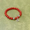 23SS Women Natural Stone Red Agate Pärlade armband modemärke par smycken män runda ädelsten armband inklusive låd föredragen gåva