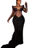 2023 August Aso Ebi Mermaid Black Prom Dress Sequined Lace Beaded Evening Formal Party Second Reception Birthday Engagement Gowns Dresses Robe De Soiree ZJ794