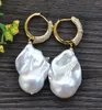 Brincos de Dangle P7690 QQ A 30mm Barroco Keshi Reborn Pérol Earring Cz