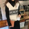 Maglioni femminili da donna pullover senza maniche primavera 2023 in stile coreano geometrico vintage a vta giubbotto maglione maglione maglione beige