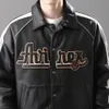 Jaquetas masculinas pretas de inverno personalizadas na moda, casaco de couro Letterman Bomber Baseball Varsity Jacket