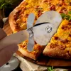 Handhold Pizza Cutter Trähandtag rostfritt stål Runda pizzakniv pasta Rotertabla konditoriverktyg F3193