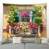 Tapisserier Flower Tapestry Spring Fence Landscape Bakgrund Tygvägg Hängande trädgårdsaffisch Outdoor Home Decor Tapestry Aesthetics 230812