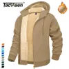 Men's Hoodies Sweatshirts TACVASEN Fleece Lining Winter Hoodie Mens Sherpa Jackets Windproof Full Zip Warm Coats Climbing Hooded Casual Outwear Sportswear 230812