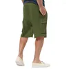 Shorts maschile 2023 Euro American Cross Border Linen Multi Bag Atting Pants di Cargo da spiaggia casual