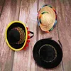 Berets 3 Pcs Mexican Straw Hats Folk Style Sombreros Mini Hair Bands Mexico Kids Halloween