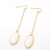 Dangle Ohrringe XSM Facetteed Oval Shell für Frauen Ellipse Natursteine ​​Langes Tropfen Ohrring Statement Schmuck Valentinstag Geschenk