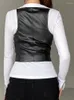 Frauenwesten Frauen pu Leder Button Down Crop Blazer Weste Halfter eleganter Punk Korsett Top V-Ausschnitt ärmellose y2k Weste Coat Jacke Mantel