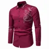 Chemises décontractées pour hommes Dragon broderie chemise noire hommes automne hiver simple boutonnage à manches longues coupe ajustée bouton rétro robe sociale chemise streetwear L230813