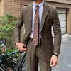 Erkekler Sarışım Zorlu İnce Yün Takım Retro Beyefendi Ziyafet Küçük Gündelik Elbise İş Yansıtma Düğün Dekorasyonu 2 PCS