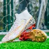 Jungen Kinder Mädchen Weiß Gold Schwarz Fußball Jugend Herren AG Fußballschuhe High Top Trainingsschuhe für Kinder