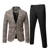 Herenpakken Autumn Blazer Jacket en broek Fashion Business Tweed-Dely Set Black Blue Gray Coat Trousers Costume Homme